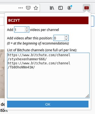 Configuration of the add-on