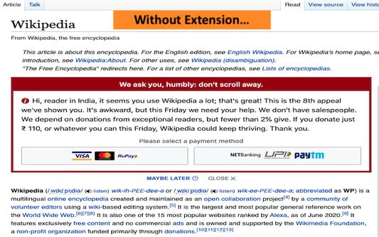 Wikipedia without Extension