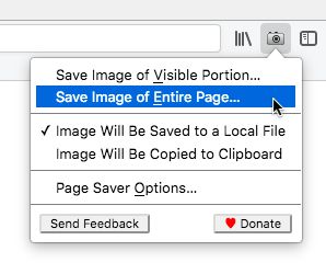 Page Saver toolbar menu.