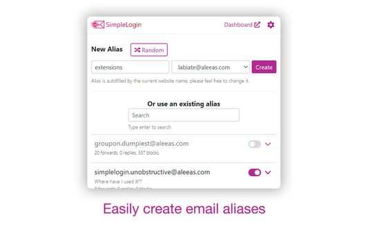 Manage aliases directly from your browser.