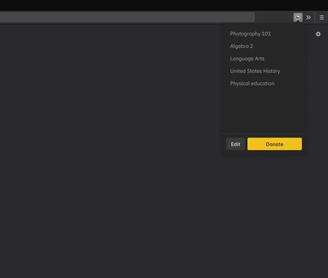 The ClassLasso popup gives you quick access to your classroom links.