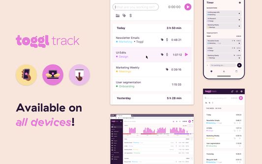 Toggl Track: Productivity & Time Tracker Toggl Track syncs your time across all of your devices!