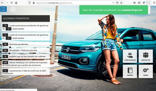 Al hacer click en el icono de la extensión, una vez logueado en iDocCar, aparecerá el mensaje indicado en esta imagen