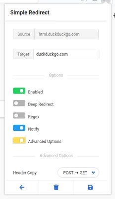Header Copy in action, passing POST variables to GET request while redirecting from DuckDuckGo Non-JS to DuckDuckGo JS