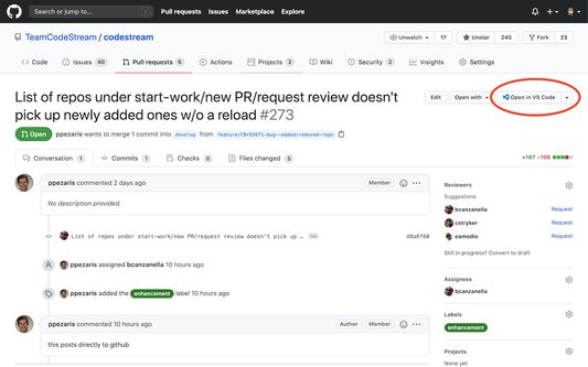 Open a Github Pull Request in your IDE for editing, commenting, and more.