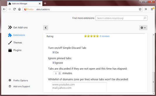 settings page
