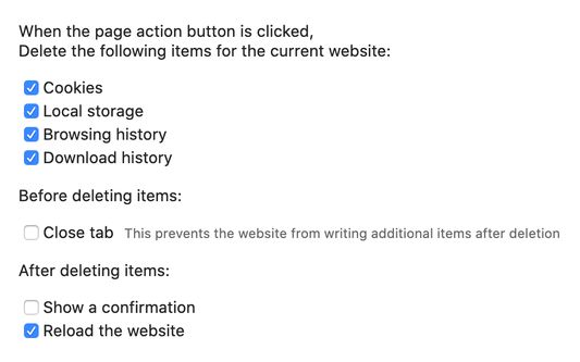 Forget about this site - addon options