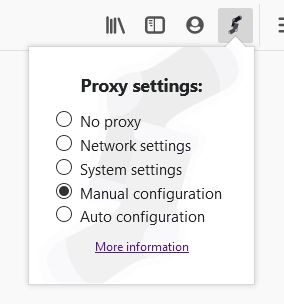 The pop-up for toggling between proxies.
