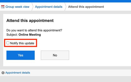 "Notify this update" button is automatically unchecked