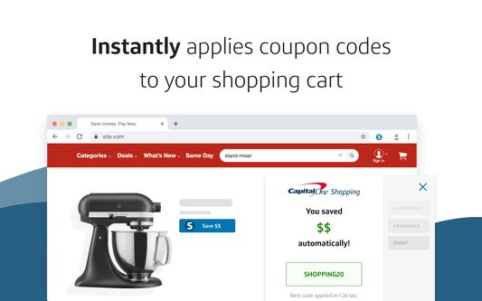 Instantly applies coupon codes to your shopping cart