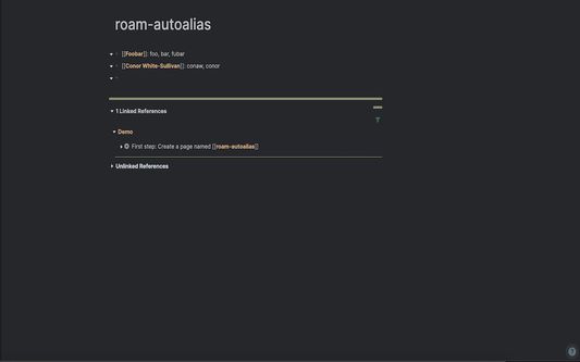 Roam Autoalias configuration page