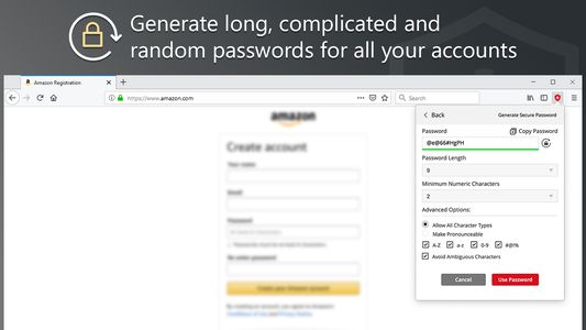 Generate long, complicated and random passwords for all your accounts