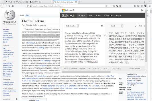 Toon het resultaat van Google Bing Translator in de browser zijn actie paneel.