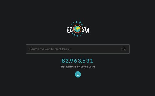 Ecosia Home Page in Dark Mode