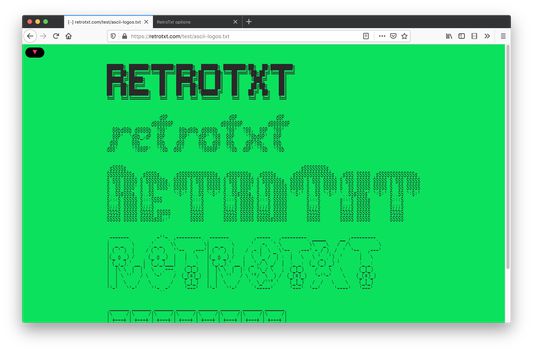 RetroTxt displaying ASCII in an Apple II font and theme