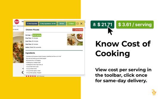 Cost per serving, order in one click.