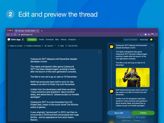 2) Edit and preview the thread