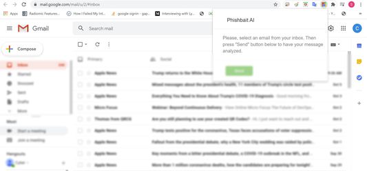 Selection of a suspected Phishing attempt via email.