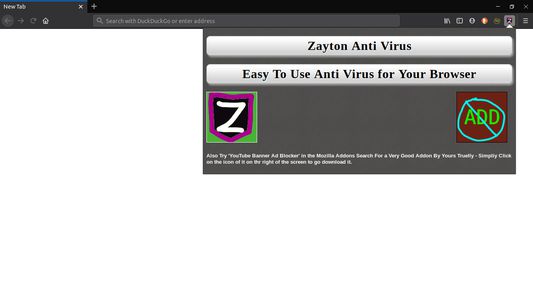 The window that appears when you click on the icon.