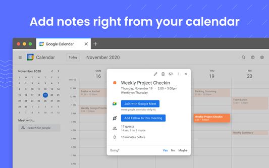 Add notes right from your calendar