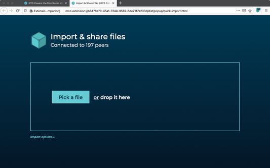 Import to IPFS and share files directly from your browser.