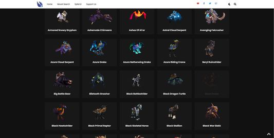 Already obtained mounts will be grayed out