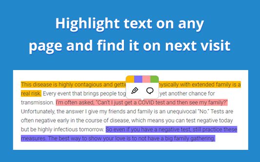 Highlight text on any page and find it on next visit