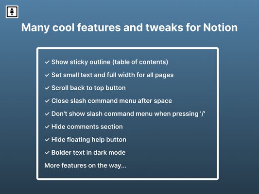 Many cool features and tweaks for Notion