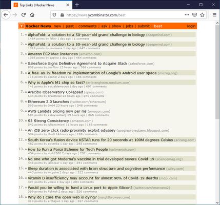 Grayed out seen posts on revisiting Hacker News the next day.