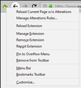 Toolbar button context menu Items