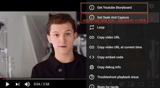 Added a "Get Youtube Storyboard" button and "Get Seek And Capture" button in Youtube Player Context Menu