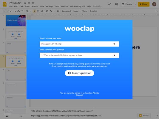 Integrate a Wooclap vote in your Google Slides presentation.