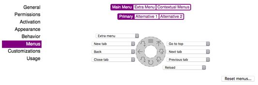 Preferences menus pane