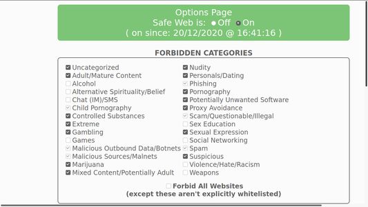 Available website categories