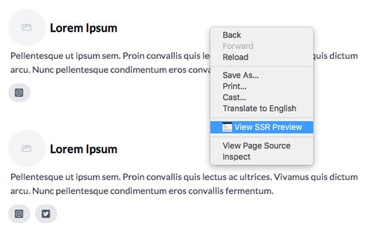 Access the "View SSR Preview" functionality via your browser's context menu.