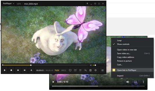 Open link from html5 video player in PotPlayer