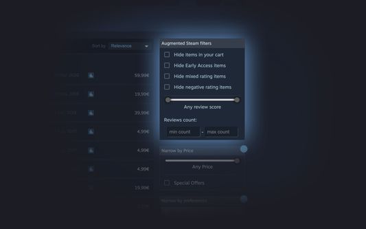Add more filters to the Steam search. Find the gem you're looking for in no time.