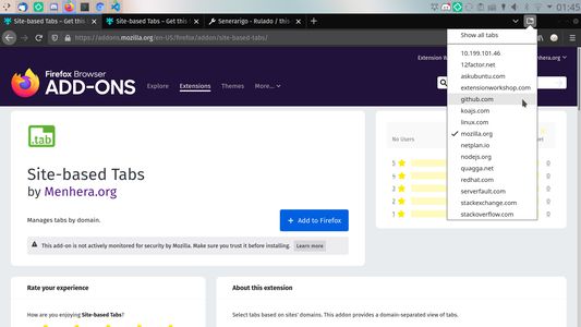 Select tabs from a list of domains.
