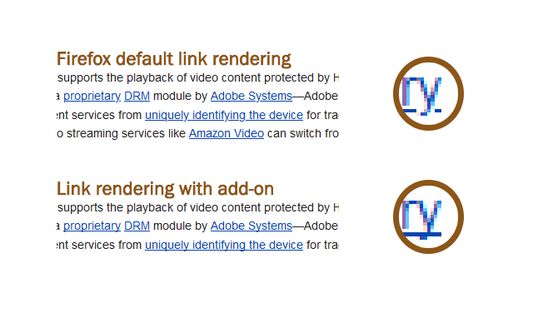 New default link rendering vs previous link rendering with addon