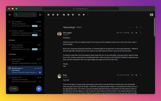 Simplify enhances Gmail's dark theme to give you a complete dark mode. You can opt to invert all emails or text-only emails. Add-ons are inverted too.