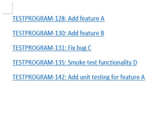 Generated links example.