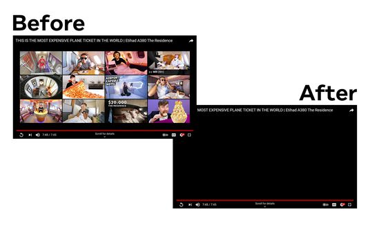 Hide end screen suggestions videowall on YouTube.