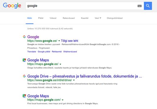 在谷歌搜索结果中显示一个图标。