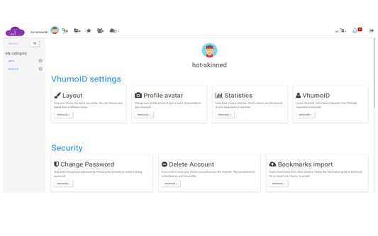 Profile section to manage your account