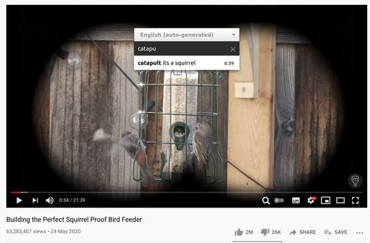 The extension adds a new icon to the bar on the bottom of the video player. When clicked, a search field will open.