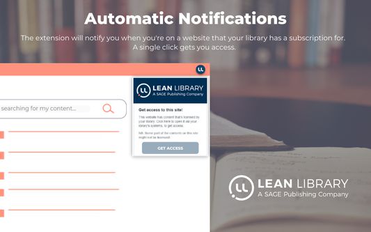 The extension will notify you when you're on a website that your library has a subscription for.  A single click gets you access.