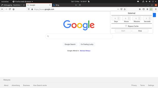 GUI of Open Tab Reloader (after clicking on the "Start" button).