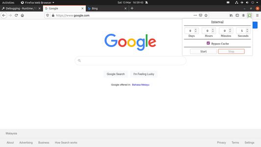 GUI of Open Tab Reloader (after clicking on the "Stop" button).
