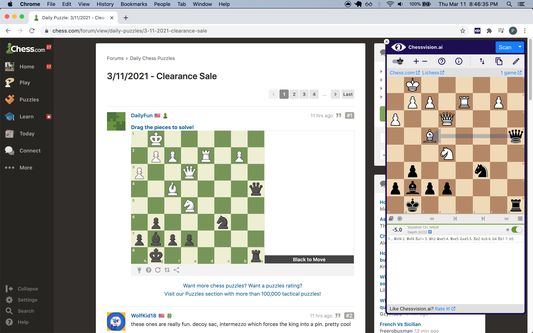 Analyze chess puzzles from websites