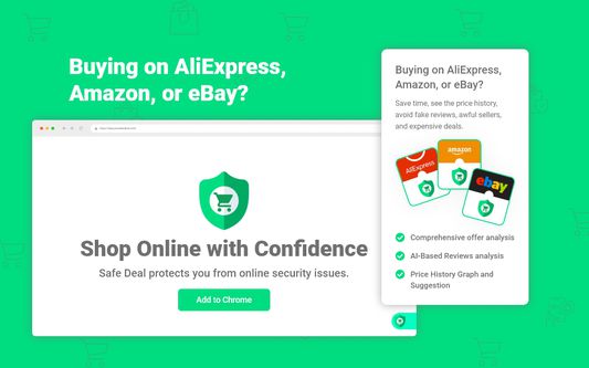 Buying on AliExpress, Amazon, or eBay? Save time, see the price history, avoid fake reviews, awful sellers, and expensive deals.